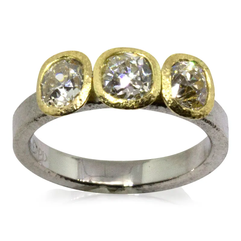 Custom Old Mine Cut Diamond Ring