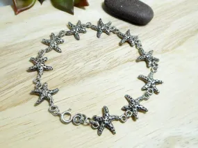 Cute Unique Handcraft 14 mm Sterling Silver Starfish Link Bracelet,Starfish Link Bracelet,Starfish Bracelet,Personalized Gifts,Gifts For Her