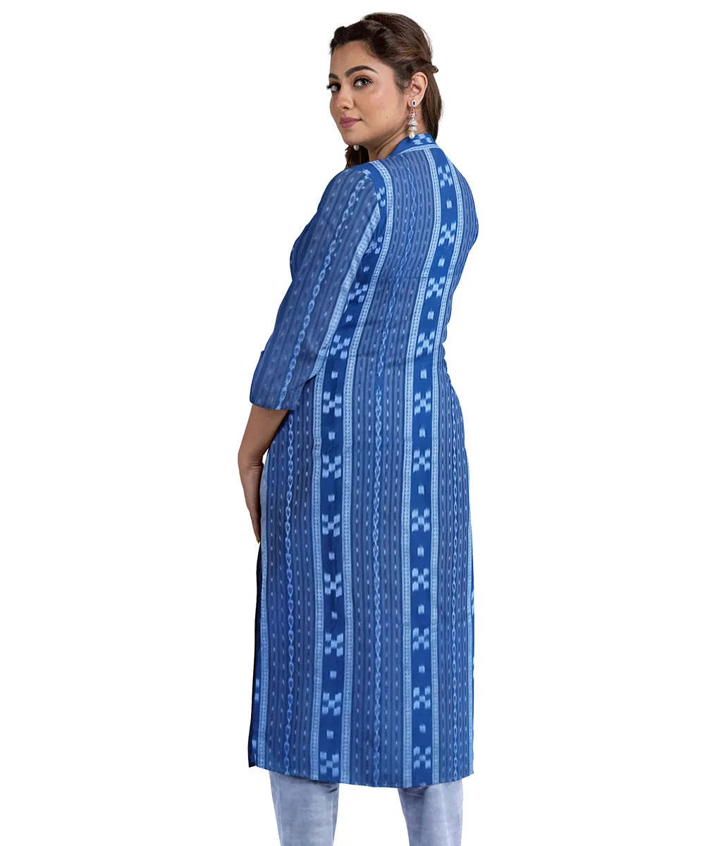 Cyan blue sky blue handwoven cotton nuapatna dress material