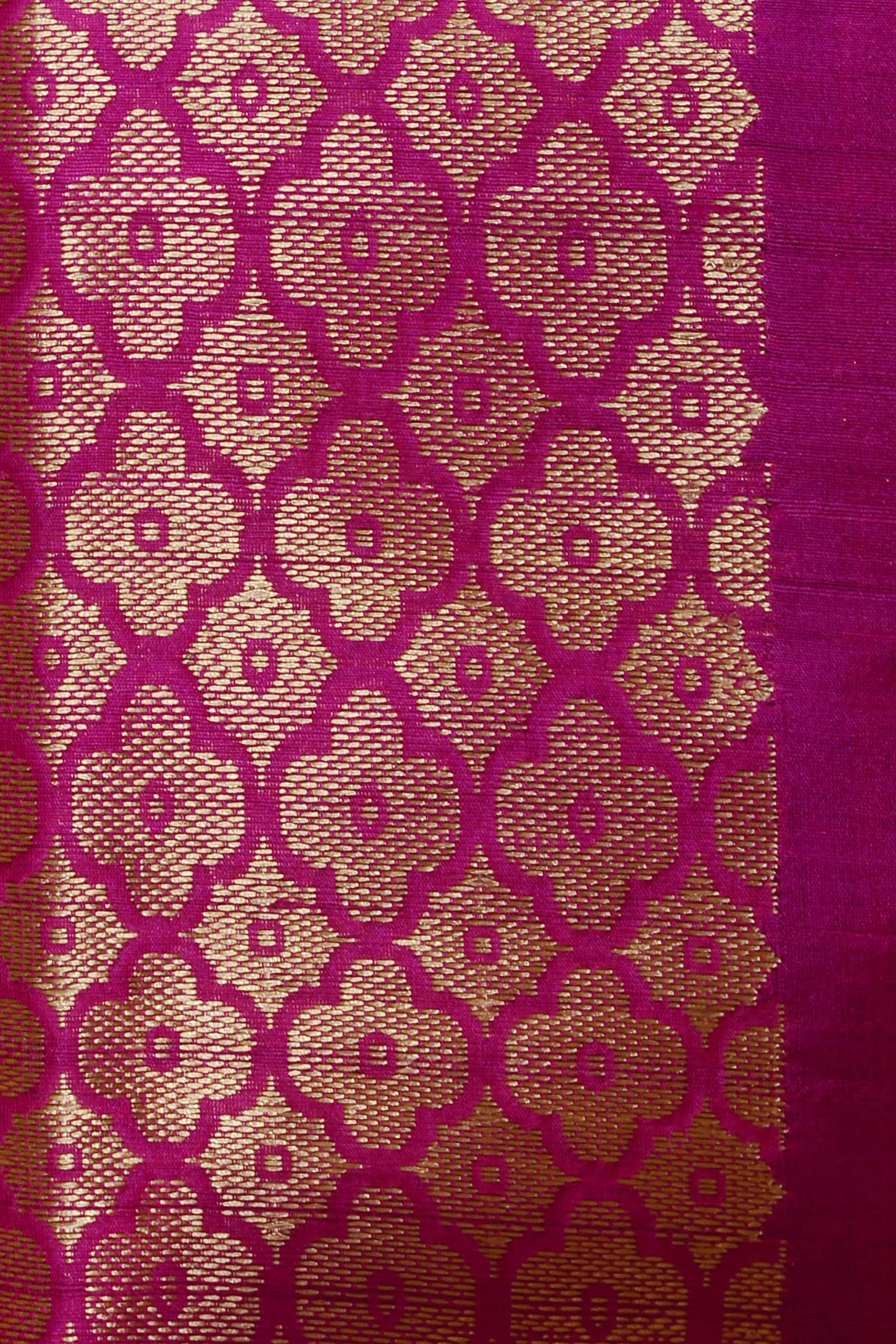 Dark Olive Green with Pink Border Saree