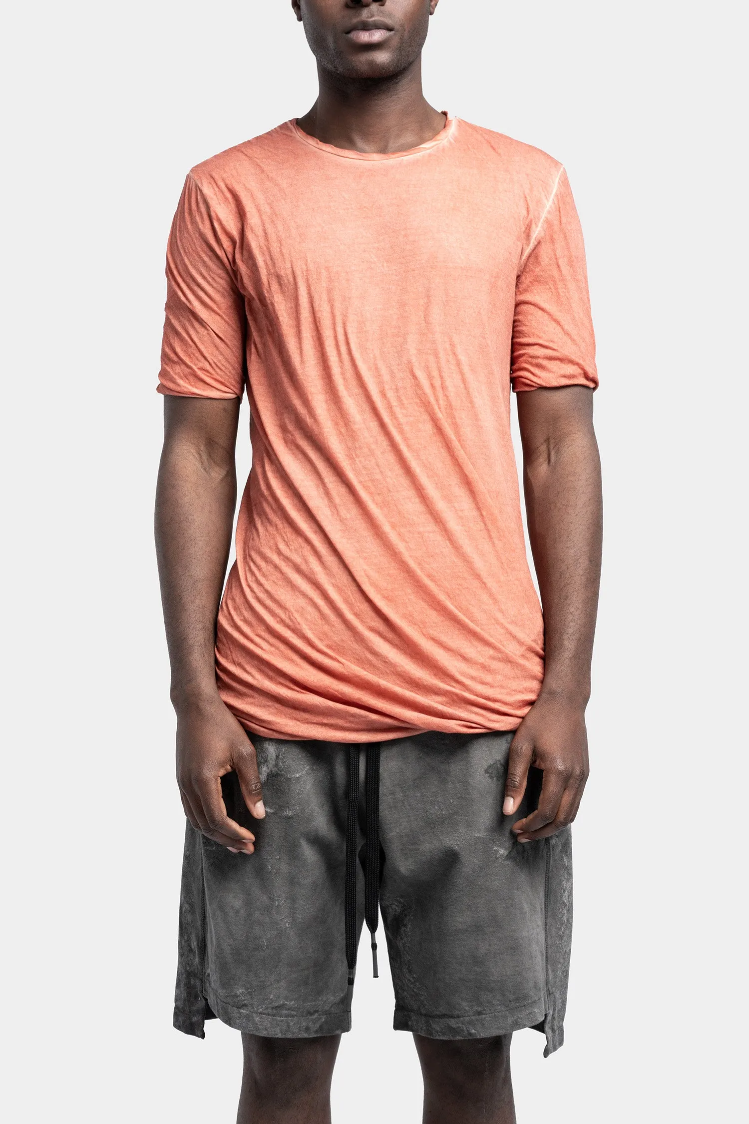 Double layer lightweight cotton tee, Orange Resin