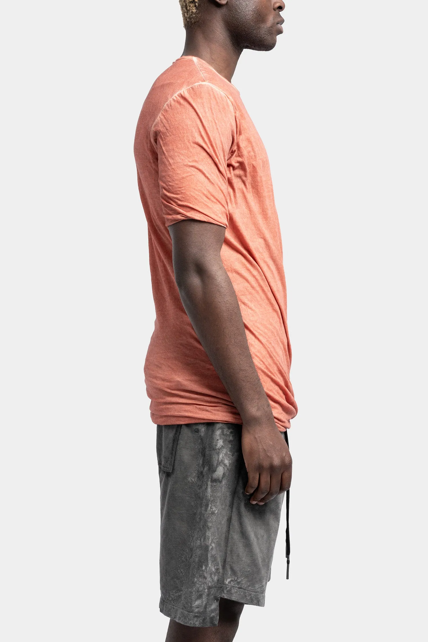 Double layer lightweight cotton tee, Orange Resin