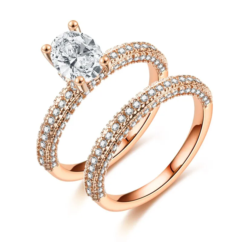 Double Row Cubic Zirconia Fashion Wedding Ring