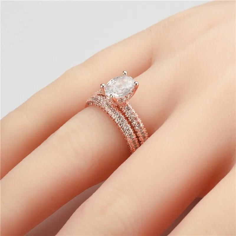 Double Row Cubic Zirconia Fashion Wedding Ring