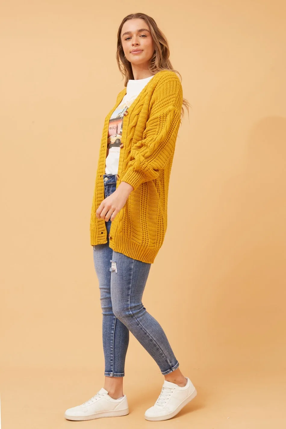 ELANA CABLE KNIT CARDIGAN