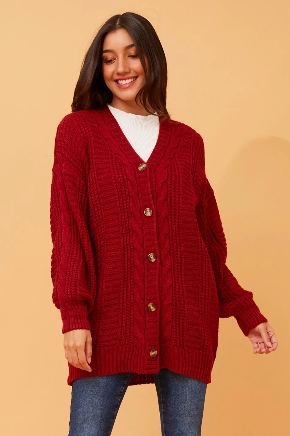 ELANA CABLE KNIT CARDIGAN