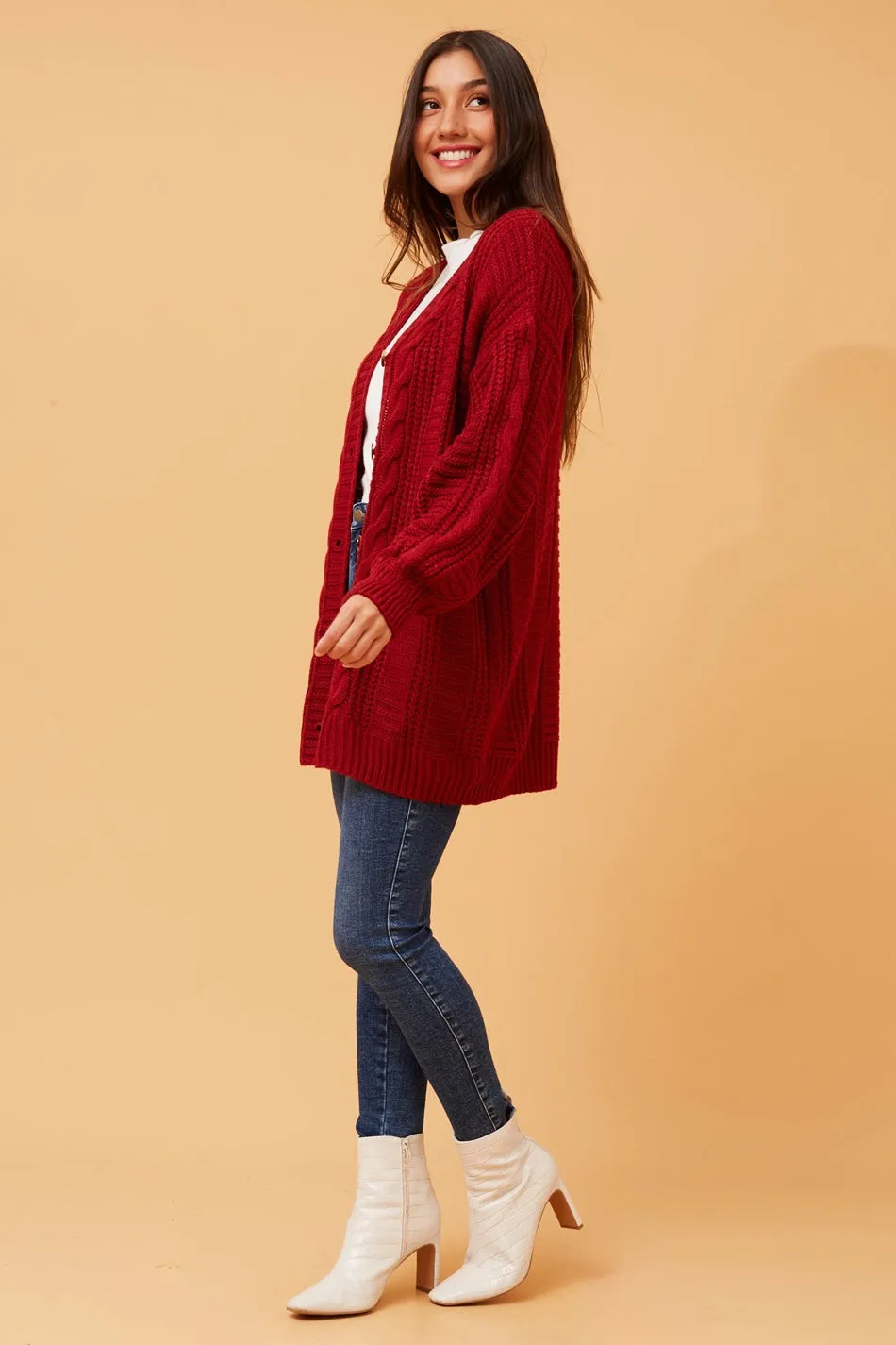 ELANA CABLE KNIT CARDIGAN