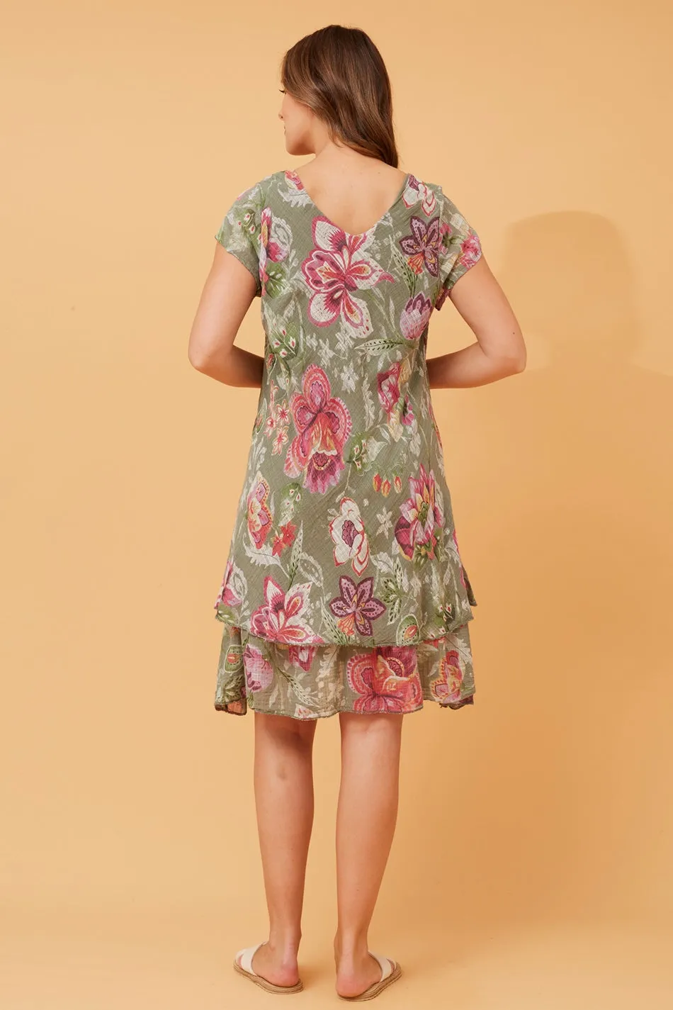 ELECTRA DOUBLE LAYER FLORAL DRESS