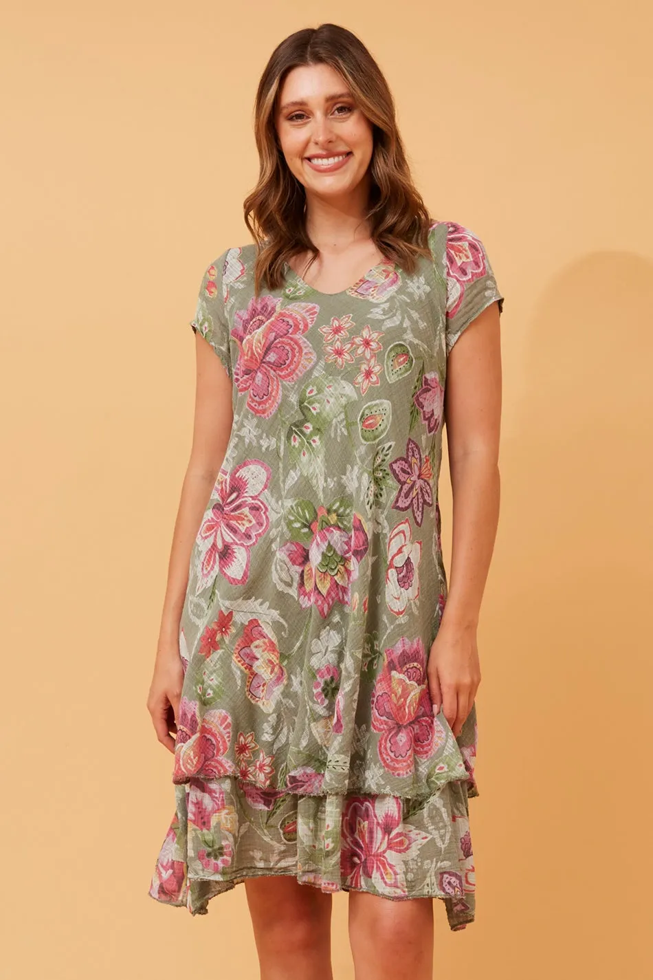 ELECTRA DOUBLE LAYER FLORAL DRESS