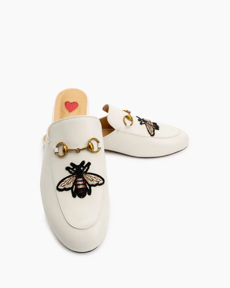 Embroidery Bee Buckle Mules