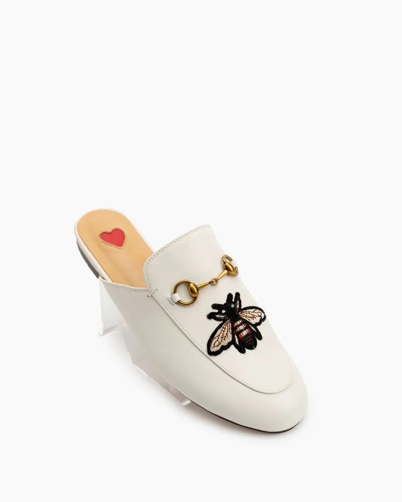 Embroidery Bee Buckle Mules