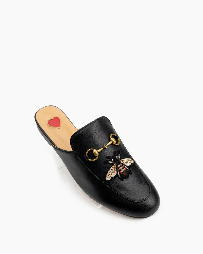 Embroidery Bee Buckle Mules