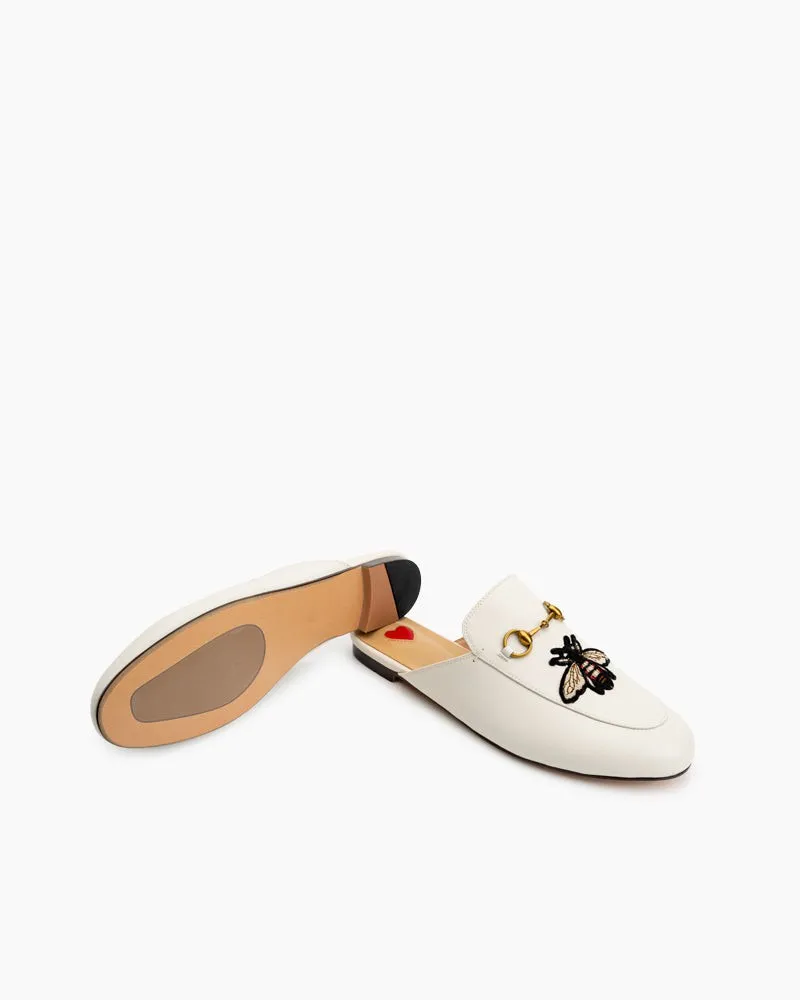 Embroidery Bee Buckle Mules