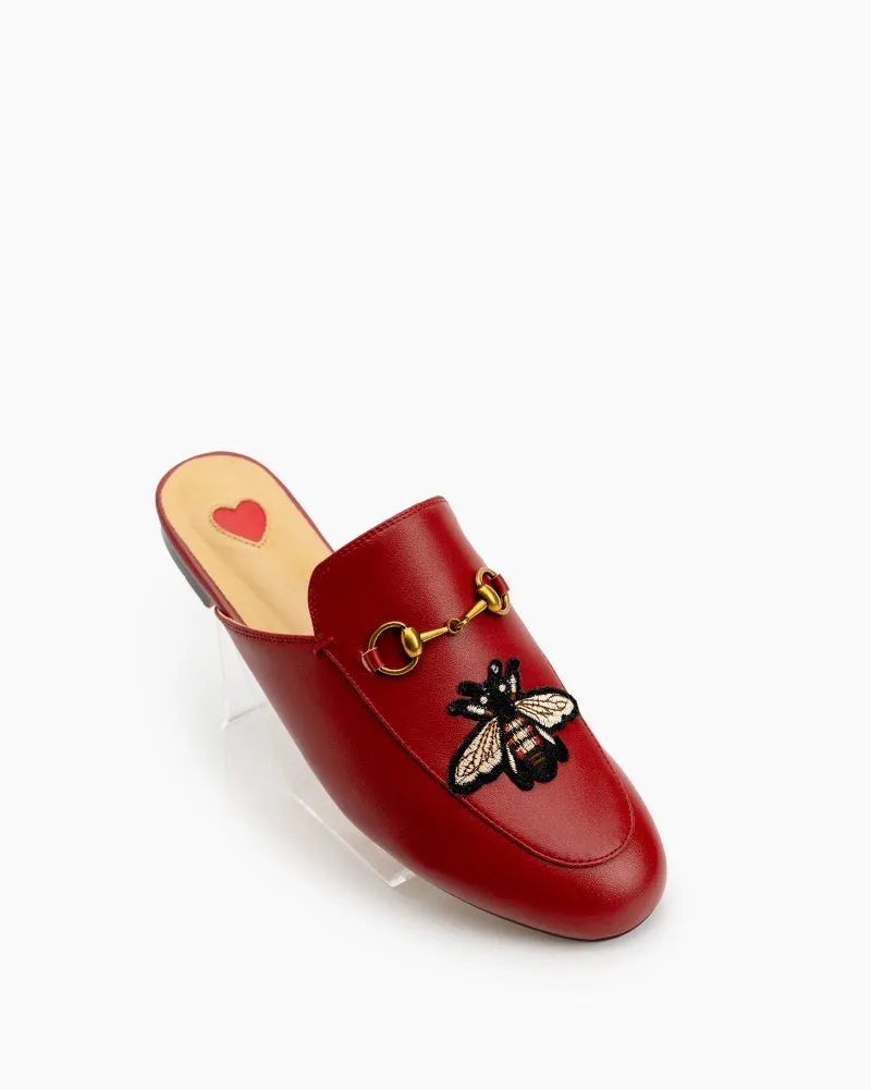 Embroidery Bee Buckle Mules