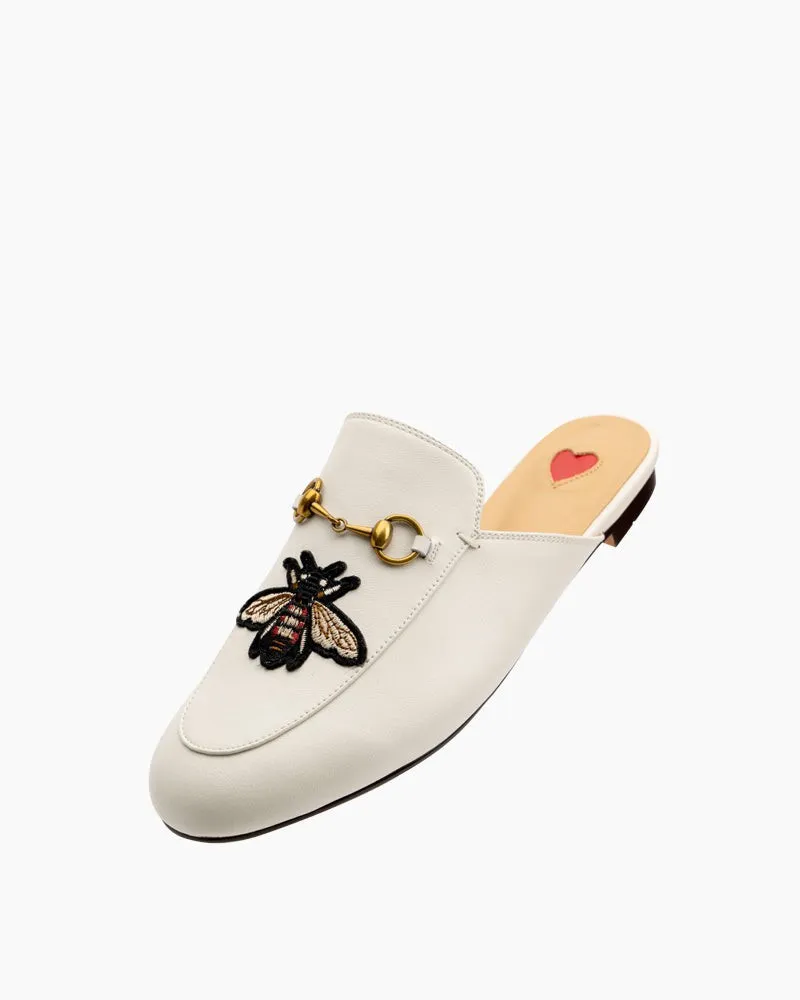 Embroidery Bee Buckle Mules