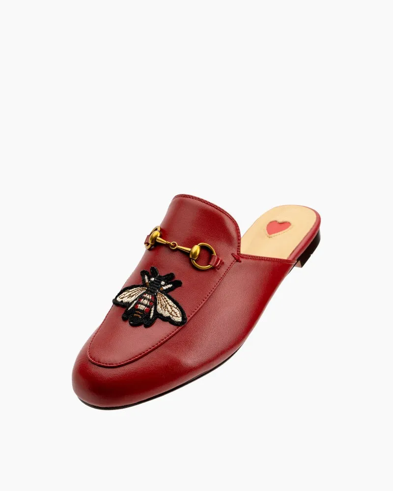 Embroidery Bee Buckle Mules