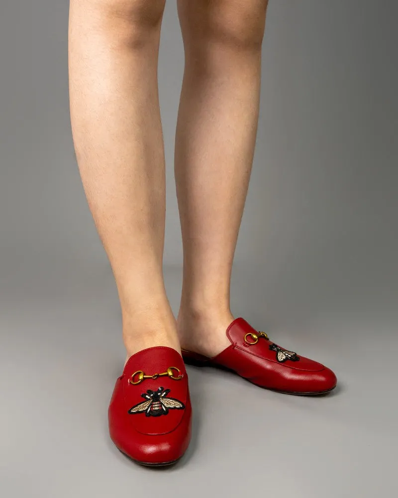 Embroidery Bee Buckle Mules