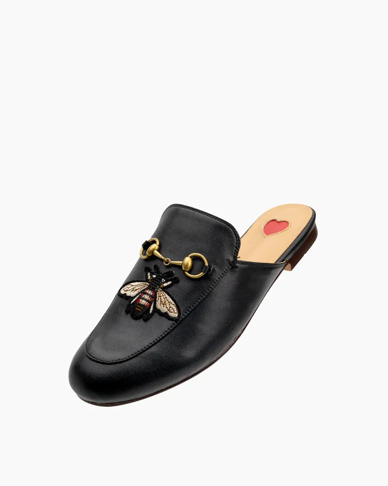 Embroidery Bee Buckle Mules