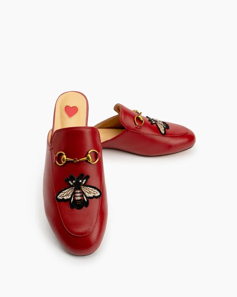 Embroidery Bee Buckle Mules