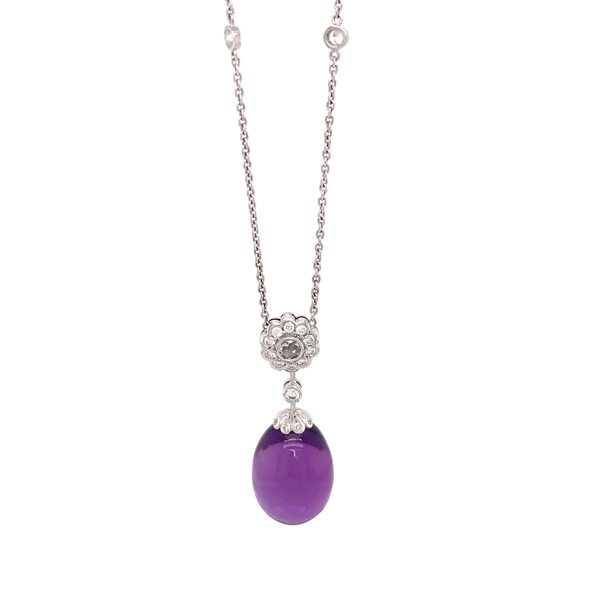 Fabergé Imperial Karenina Diamond and Amethyst Egg Pendant Necklace