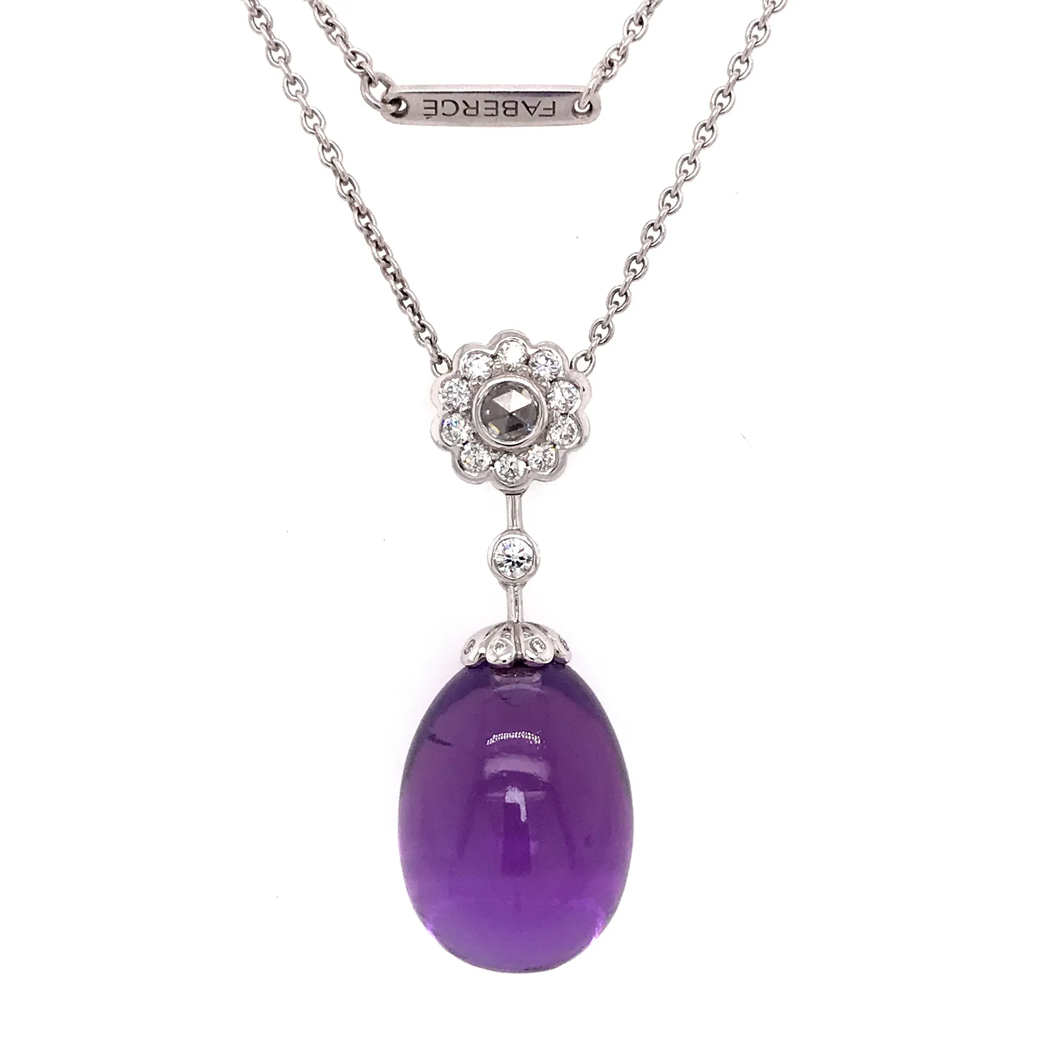 Fabergé Imperial Karenina Diamond and Amethyst Egg Pendant Necklace