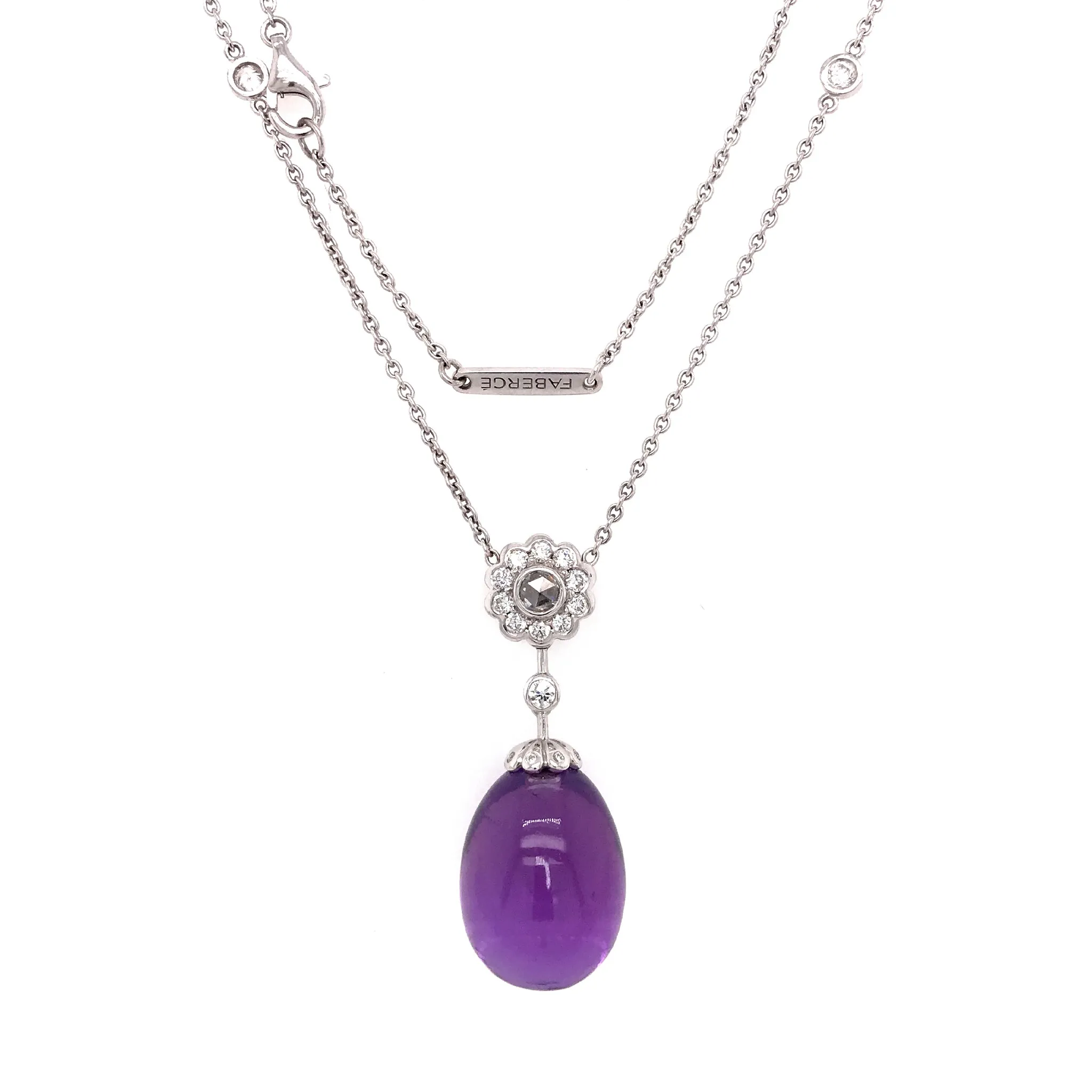 Fabergé Imperial Karenina Diamond and Amethyst Egg Pendant Necklace