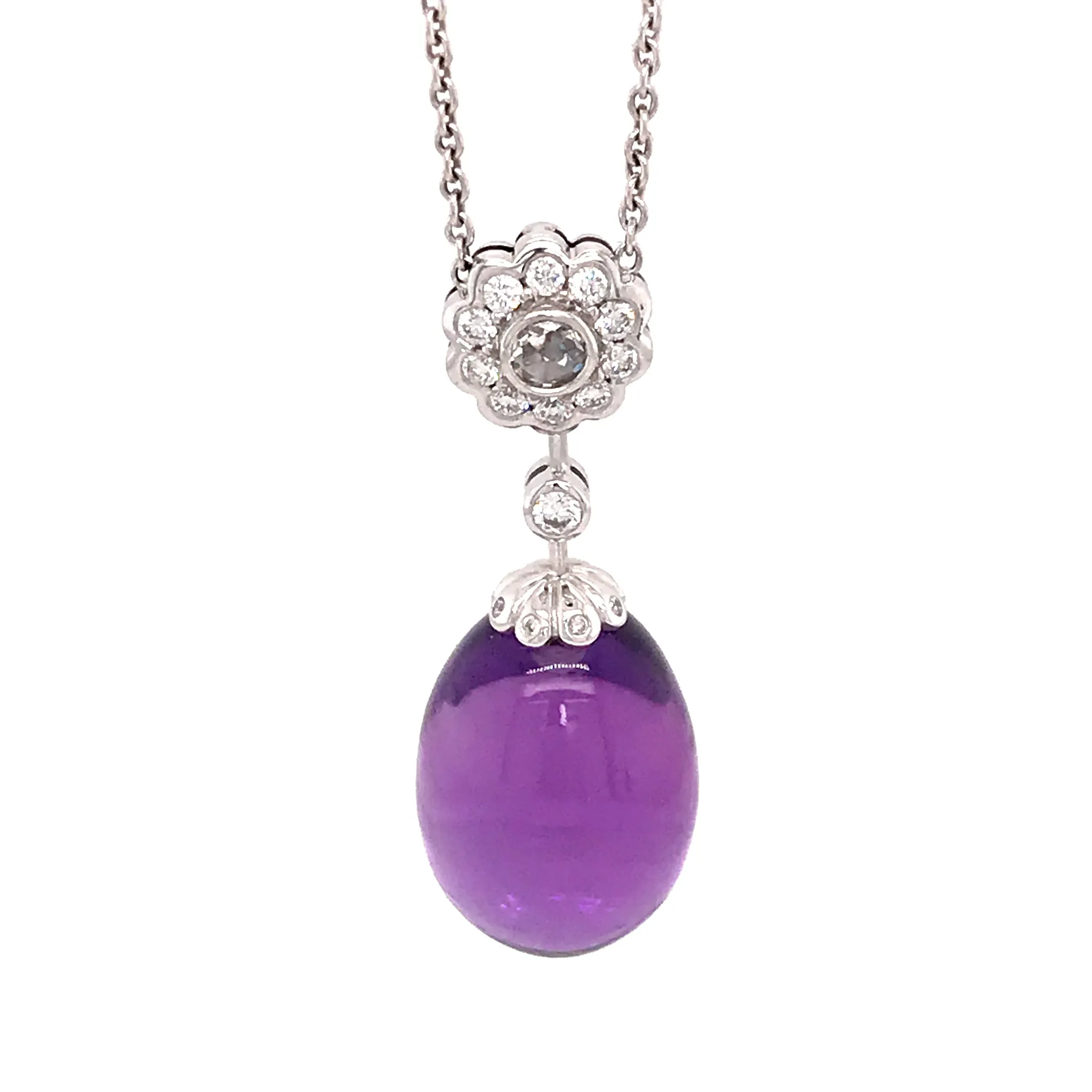 Fabergé Imperial Karenina Diamond and Amethyst Egg Pendant Necklace