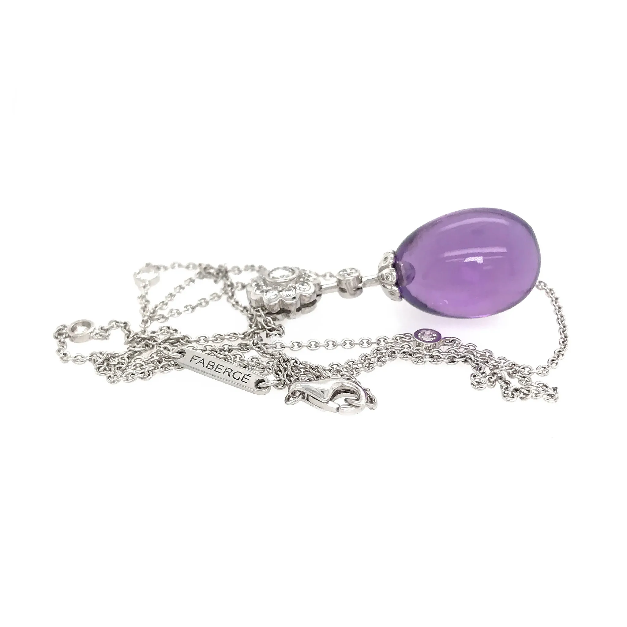 Fabergé Imperial Karenina Diamond and Amethyst Egg Pendant Necklace