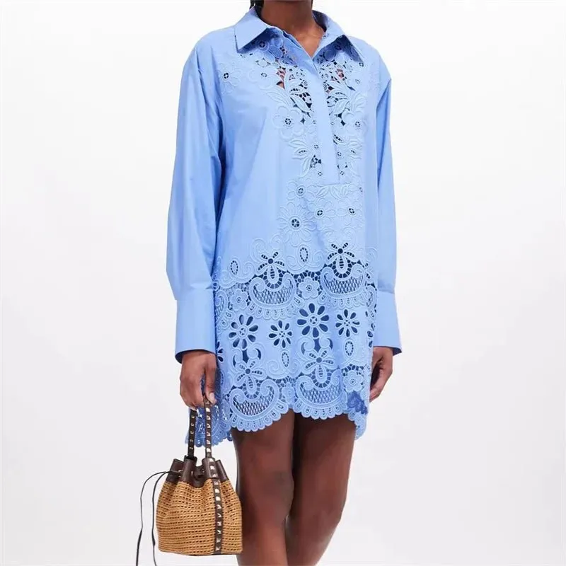 Floral Embroidered Mini Dress in Cotton - Perfect for Summer