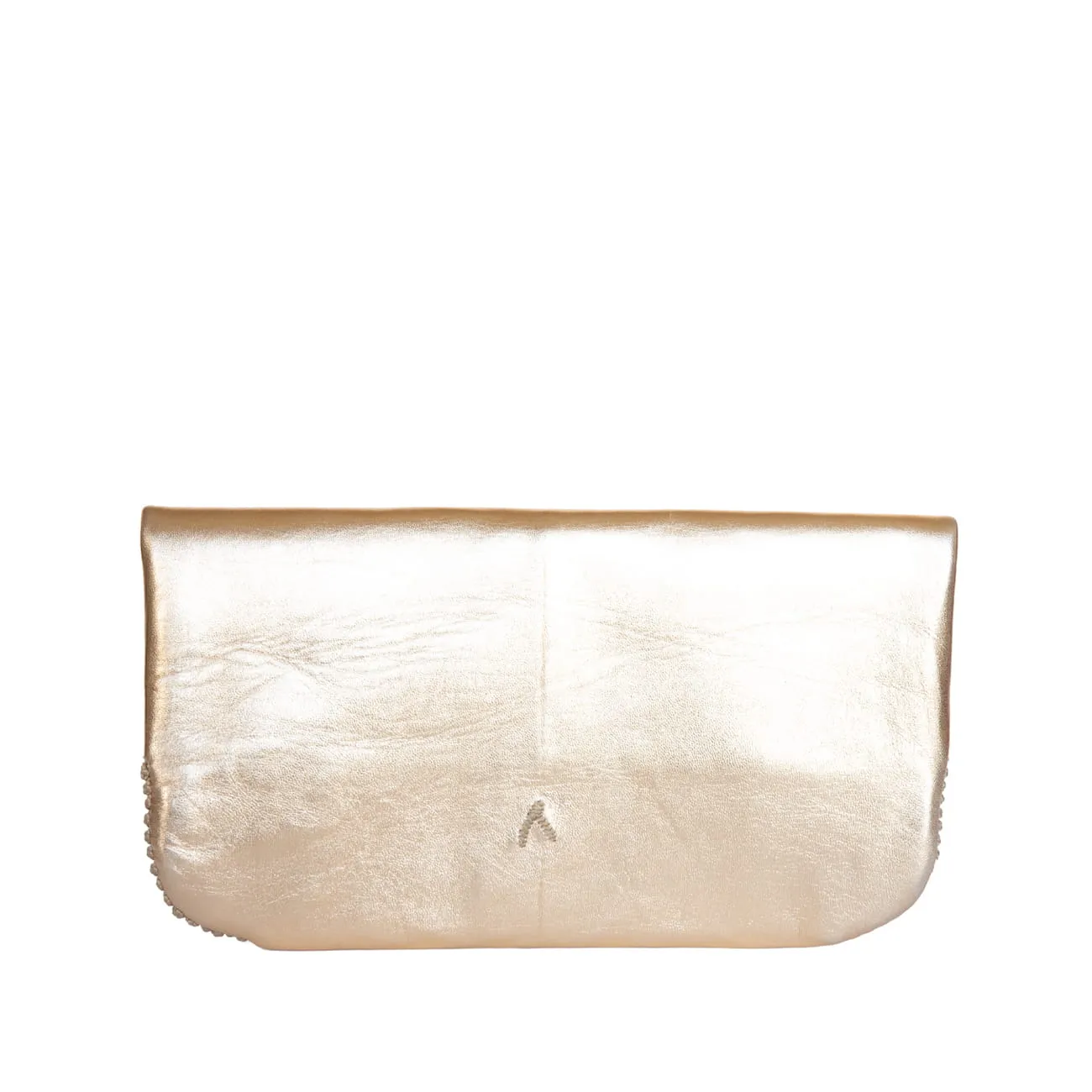 Floral Evening Clutch Bag in Gold, Beige