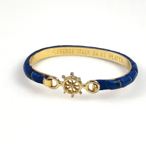 Florence Italy Bracelet 24K Gold Plated Blue Vintage