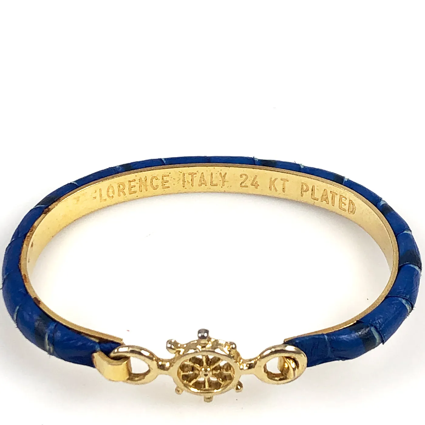 Florence Italy Bracelet 24K Gold Plated Blue Vintage