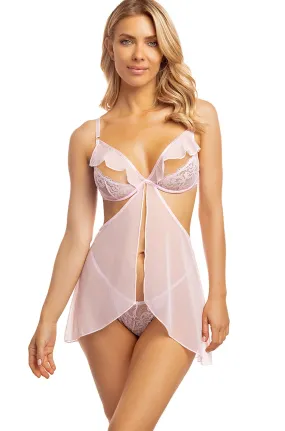 Fly-Away Babydoll With Mesh Ruffles