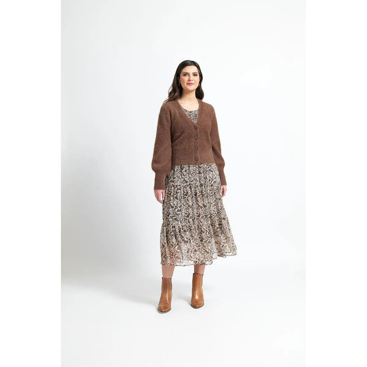 Foil Carob Fluff Cardi