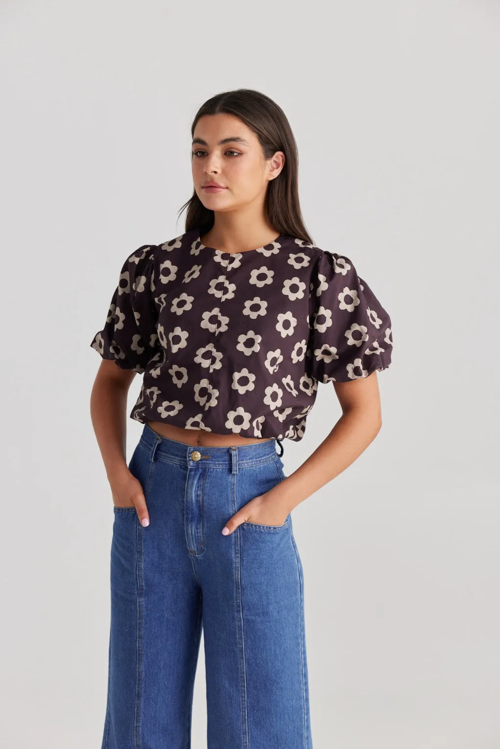 Frankie Top (Tonal Floral)