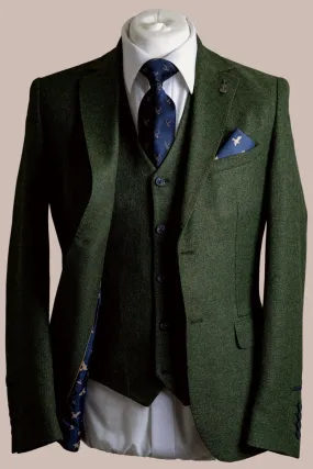 Fratelli Robbie Men's Olive Green Tweed 3 Piece Suit