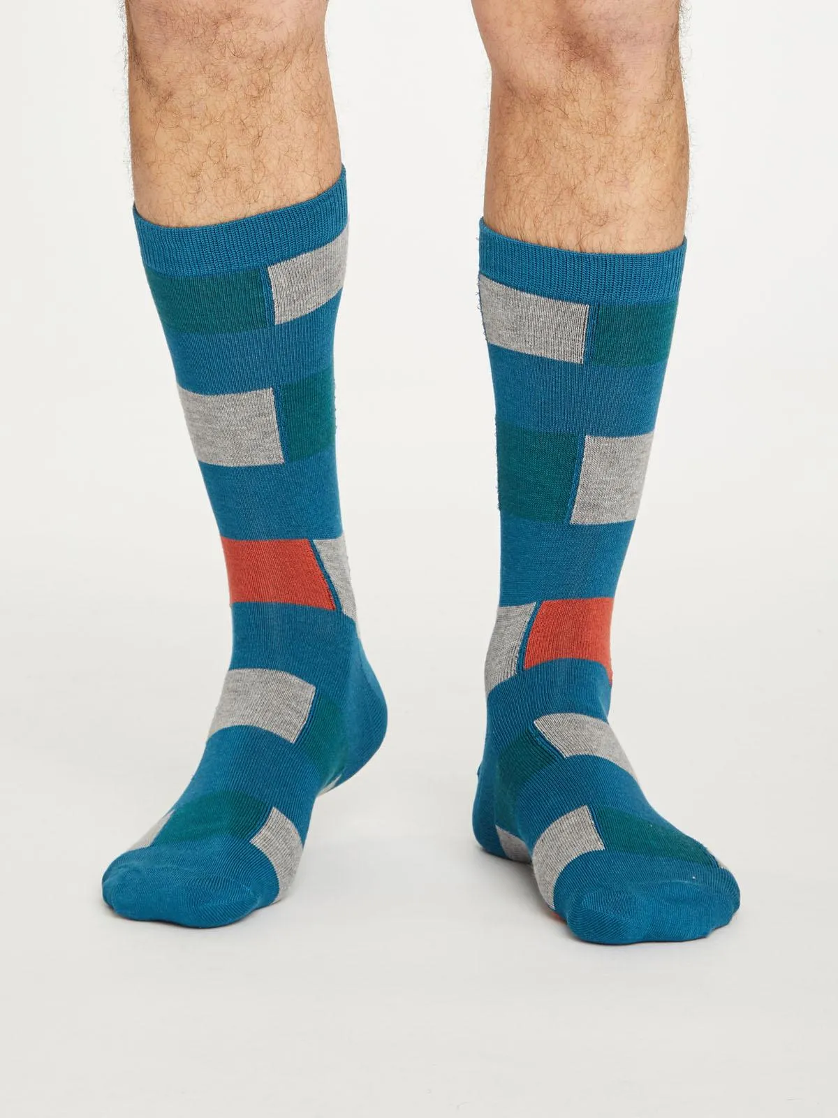 Geo Stripe Socks - Ink Blue