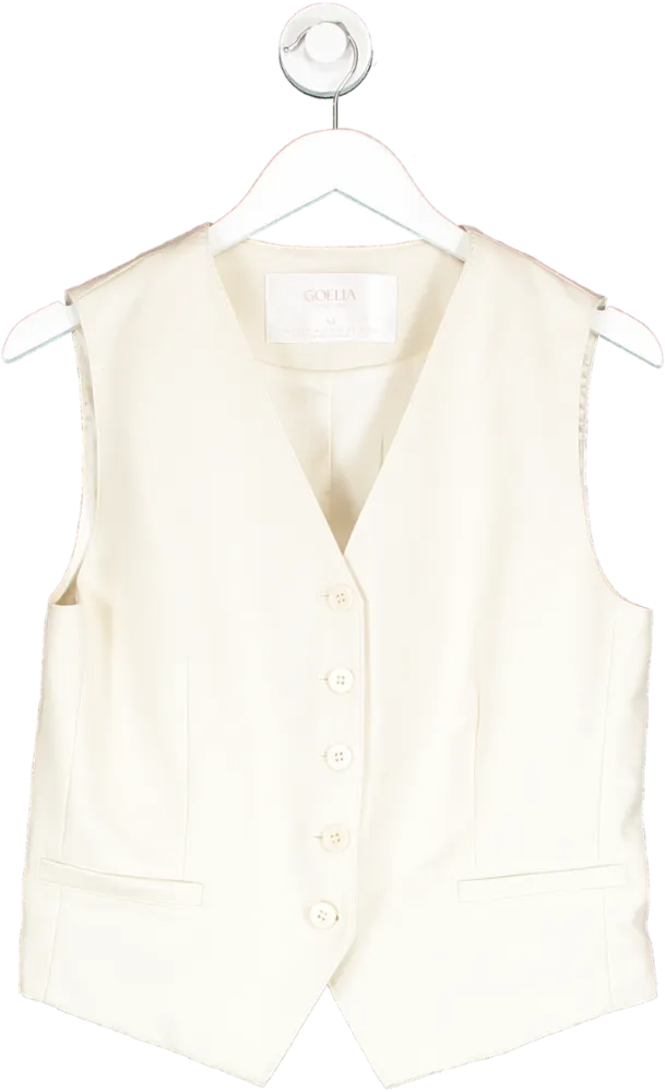 Goelia Cream Worsted Wool Single-breasted Women Vest UK 10