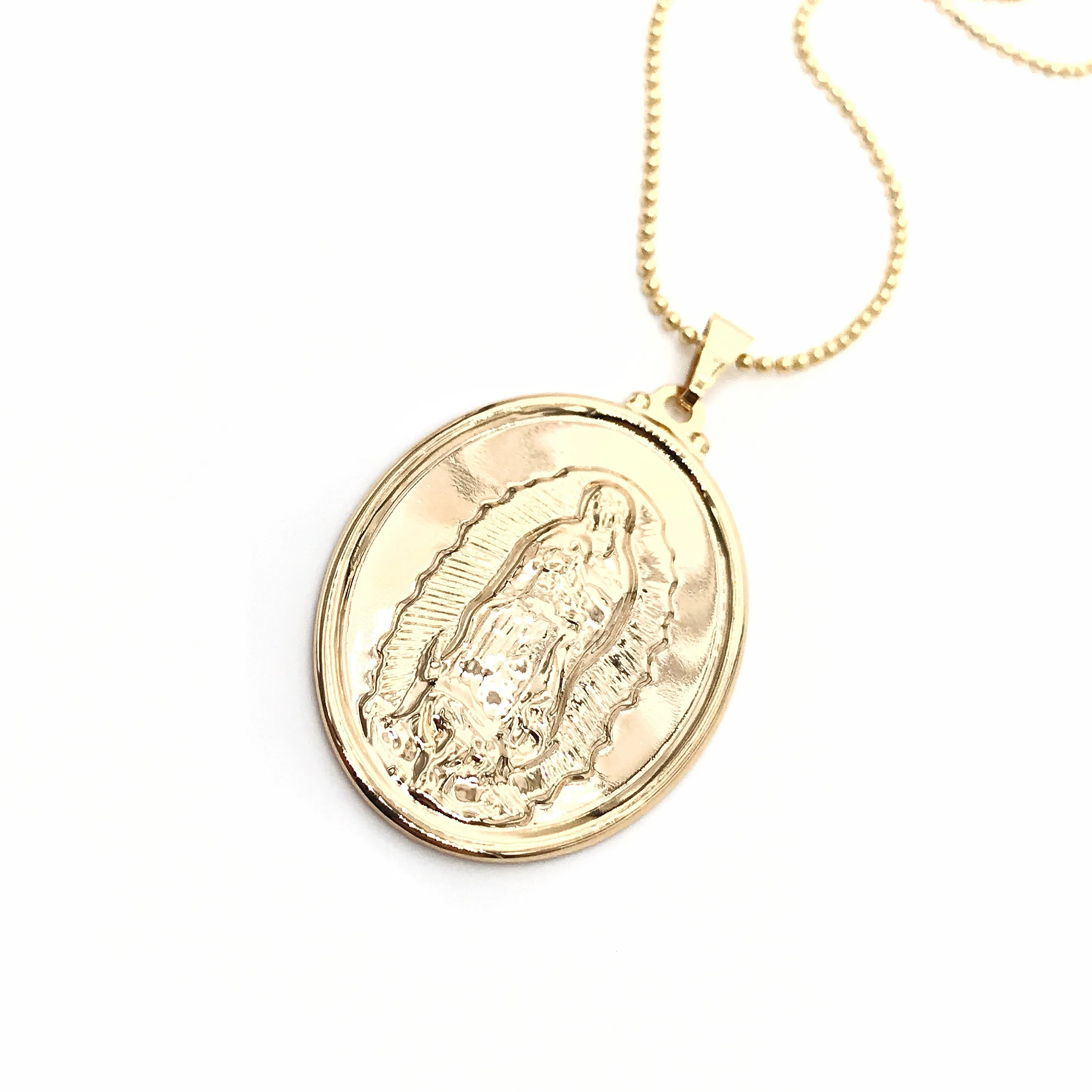 Gold Lady of Guadalupe Pendant, Virgen de Guadalupe Medal, Virgin Mary Pendant, Our Lady of Guadalupe Necklace Catholic Jewelry Mother's day