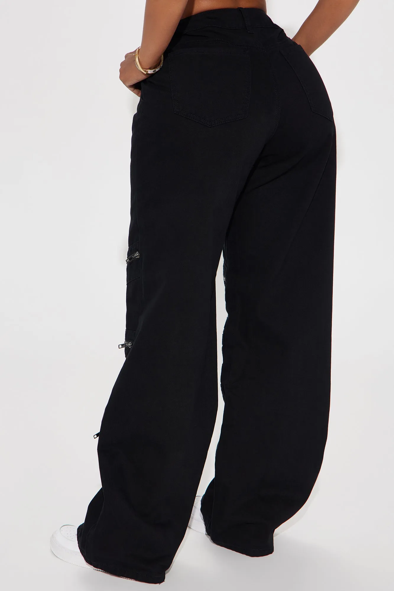 Got Me Zippered Wide Leg Pant - Black