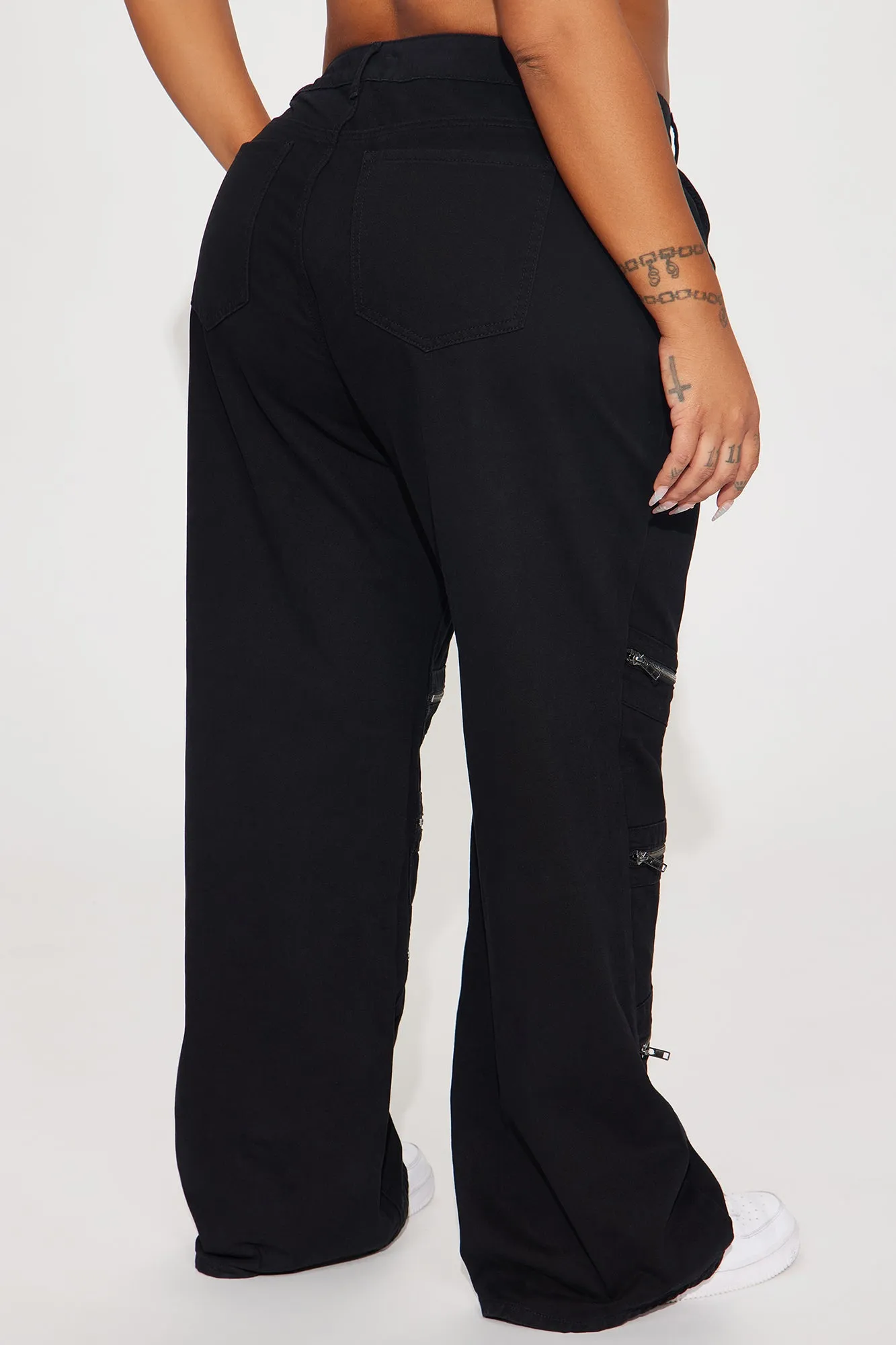 Got Me Zippered Wide Leg Pant - Black