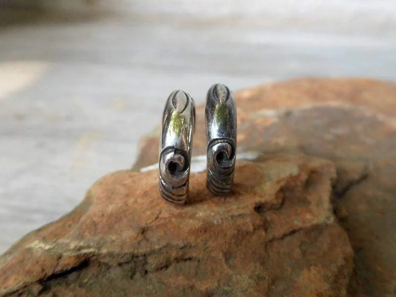 Great Solid Silver Men Wave Stud Earrings With Oxidized Finish & Ear Back,Piercing Earring,Maori Wave,Men Earring,Hoop Earring,Gifts For Him