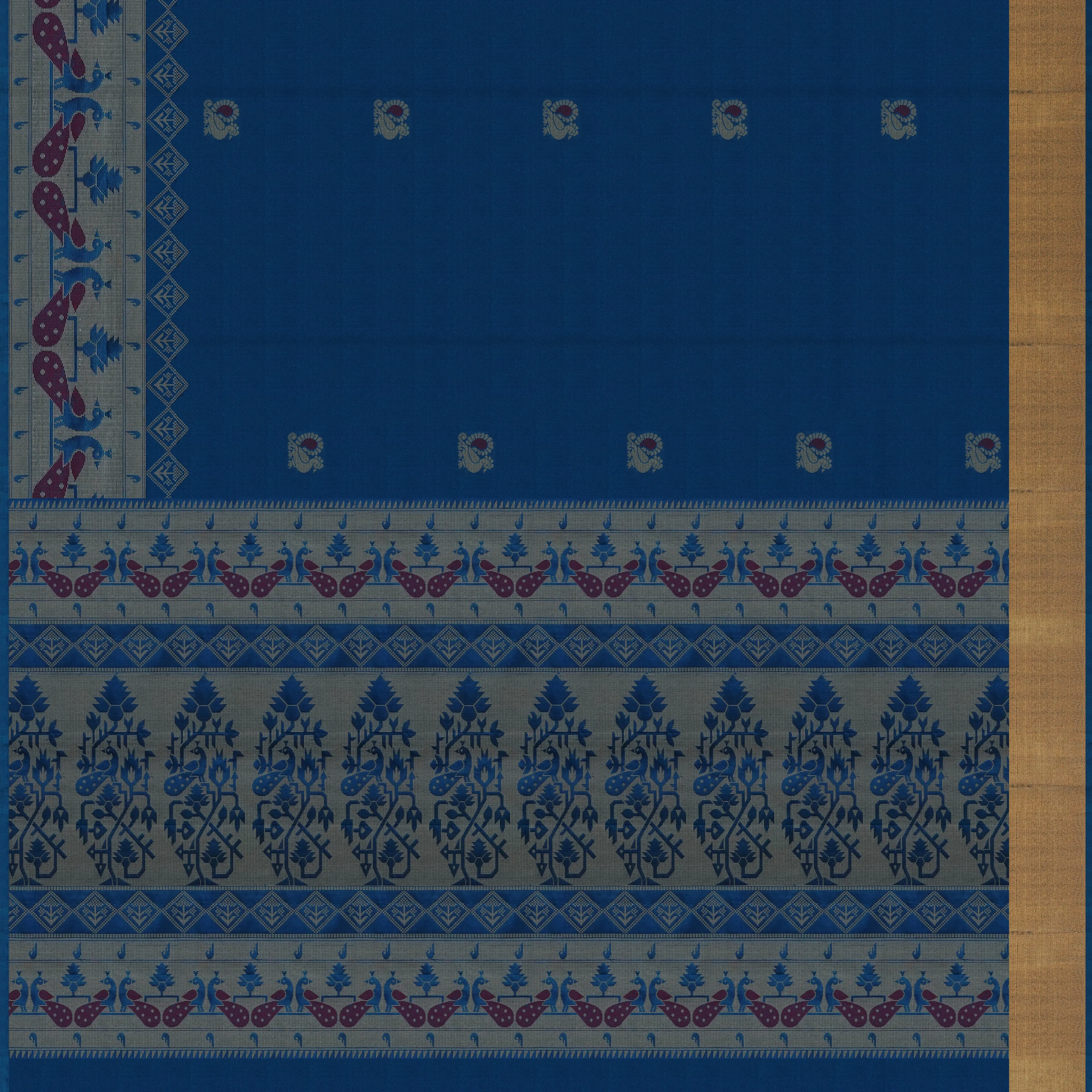 Handwoven Blue Soft Silk Saree - 2081T010529DSC