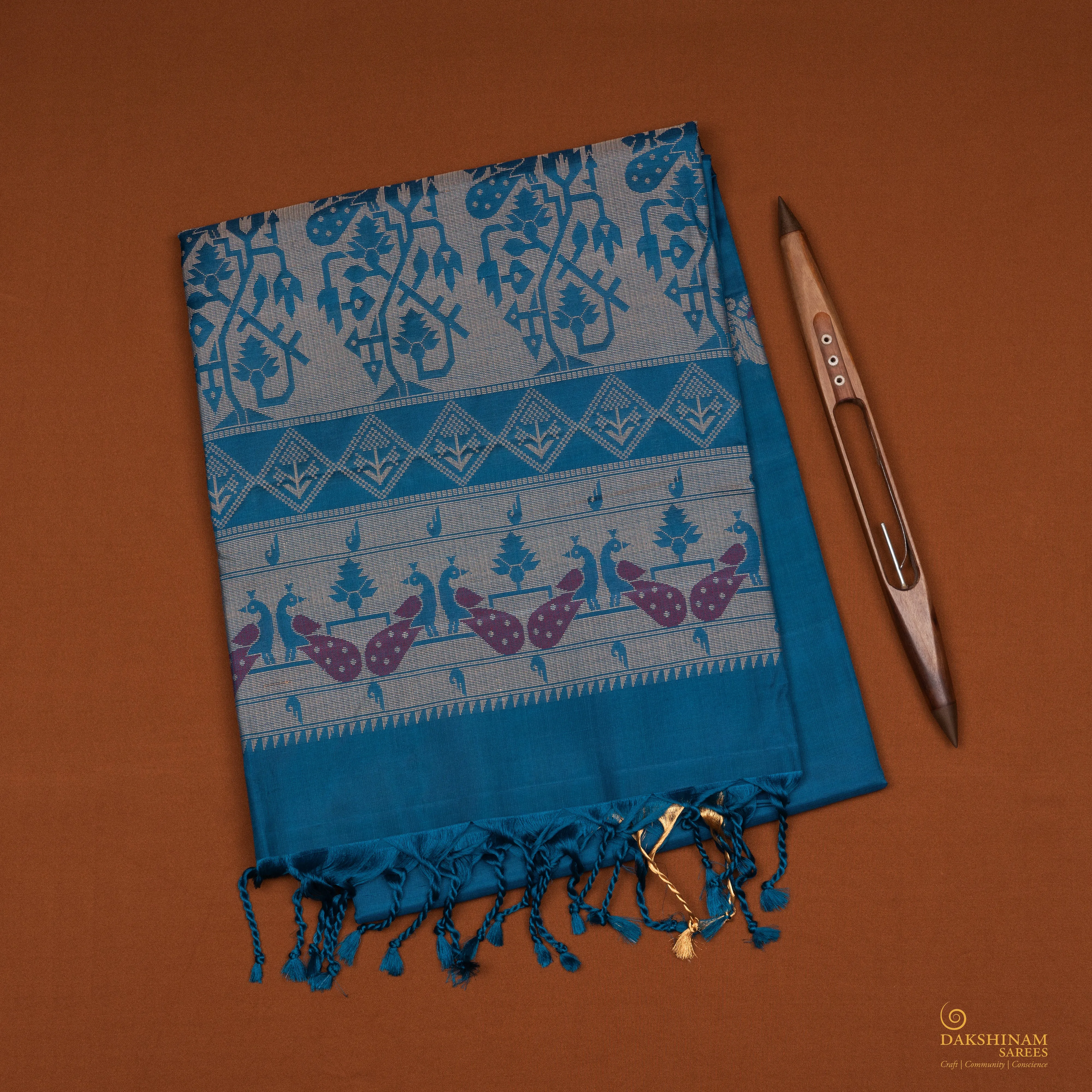 Handwoven Blue Soft Silk Saree - 2081T010529DSC