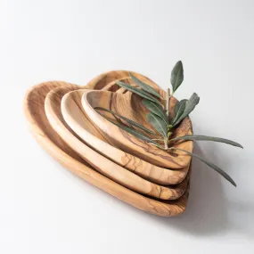 Holy Land Olive Wood Heart Shaped Dish Set