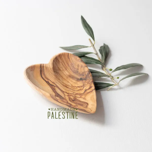 Holy Land Olive Wood Heart Shaped Dish Set