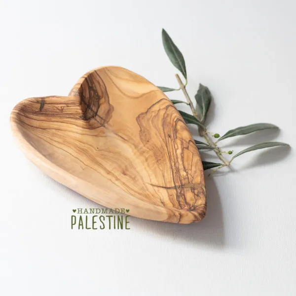 Holy Land Olive Wood Heart Shaped Dish Set