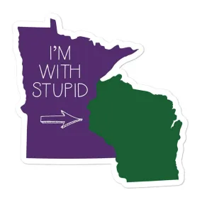 I'm With Stupid (Wisconsin/Green Bay Packers) Vinyl Laptop Sticker