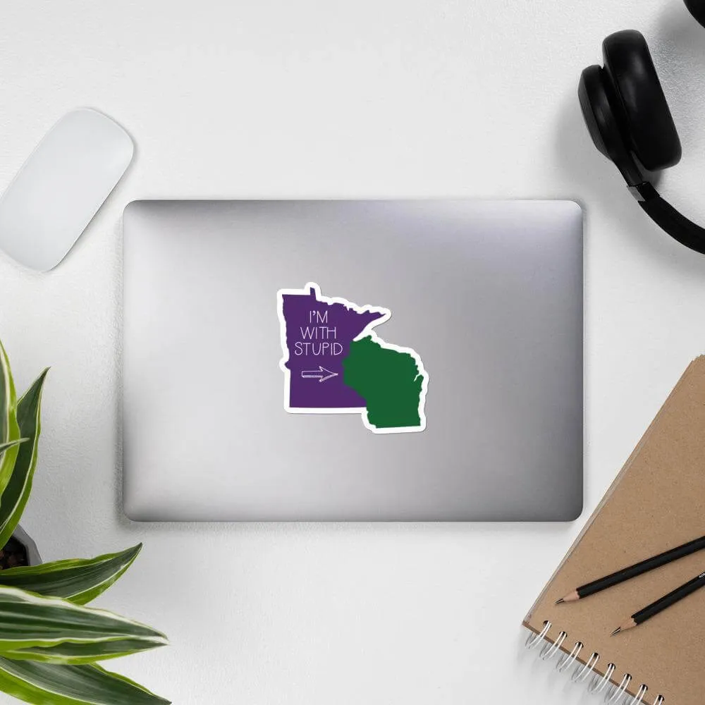 I'm With Stupid (Wisconsin/Green Bay Packers) Vinyl Laptop Sticker