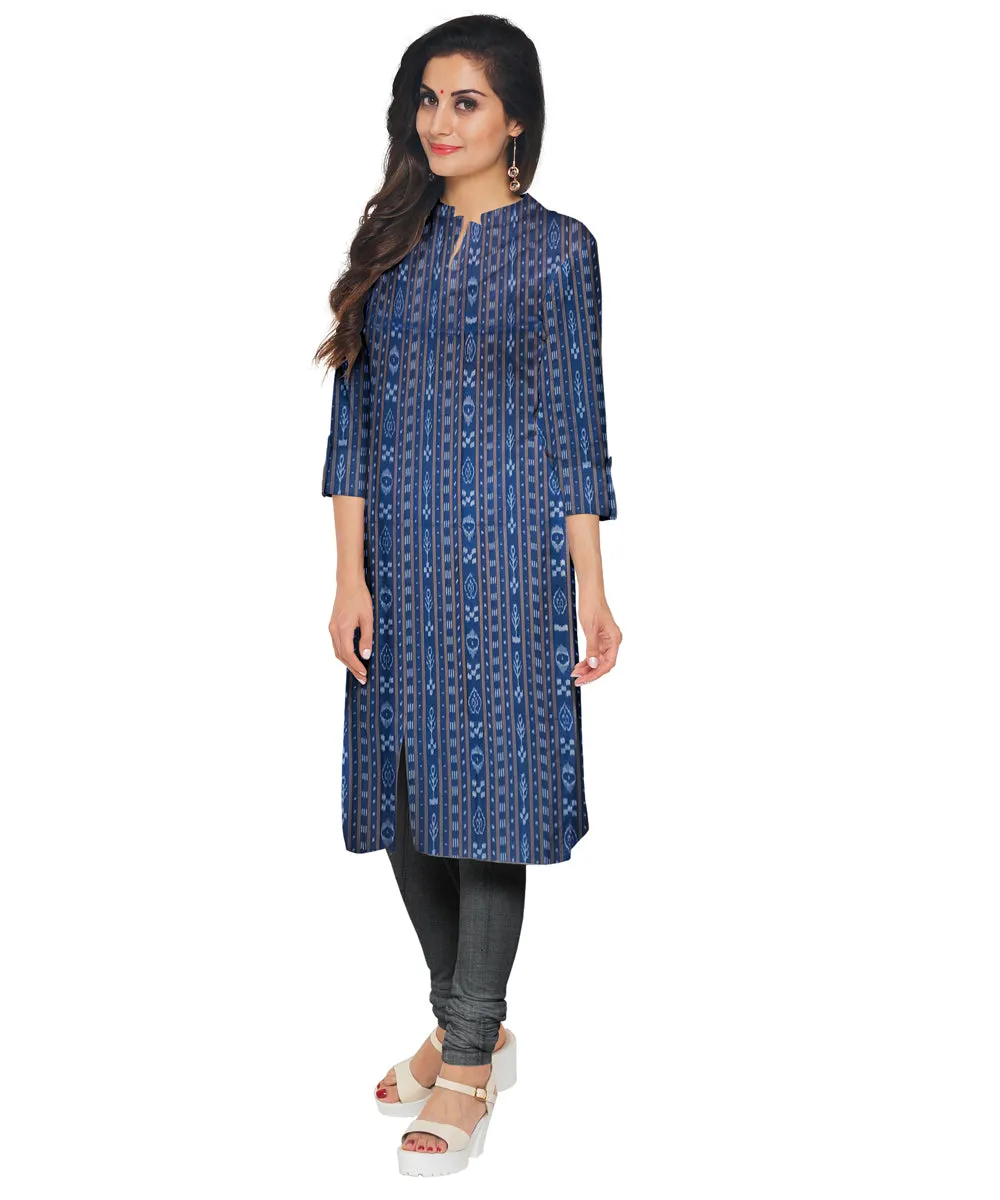 Indigo grey handwoven cotton nuapatna dress material